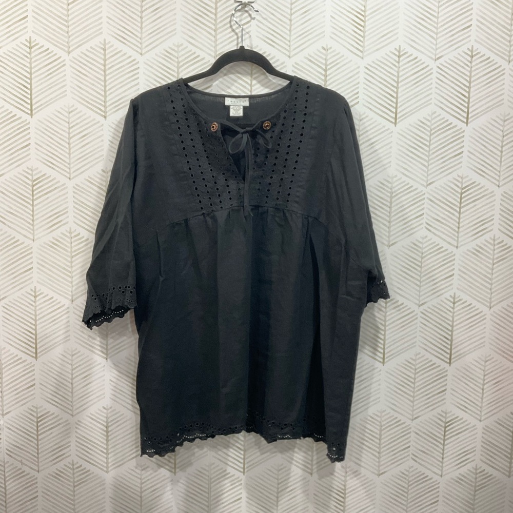Tweeds Black Eyelet Women's Blouse